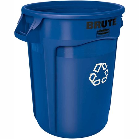 RUBBERMAID Round Multi Purpose Recycling Can, Blue, Plastic FG262073BLUE